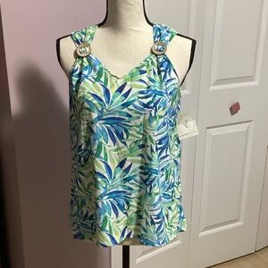 Leafy Blue and Green Women's Blouse